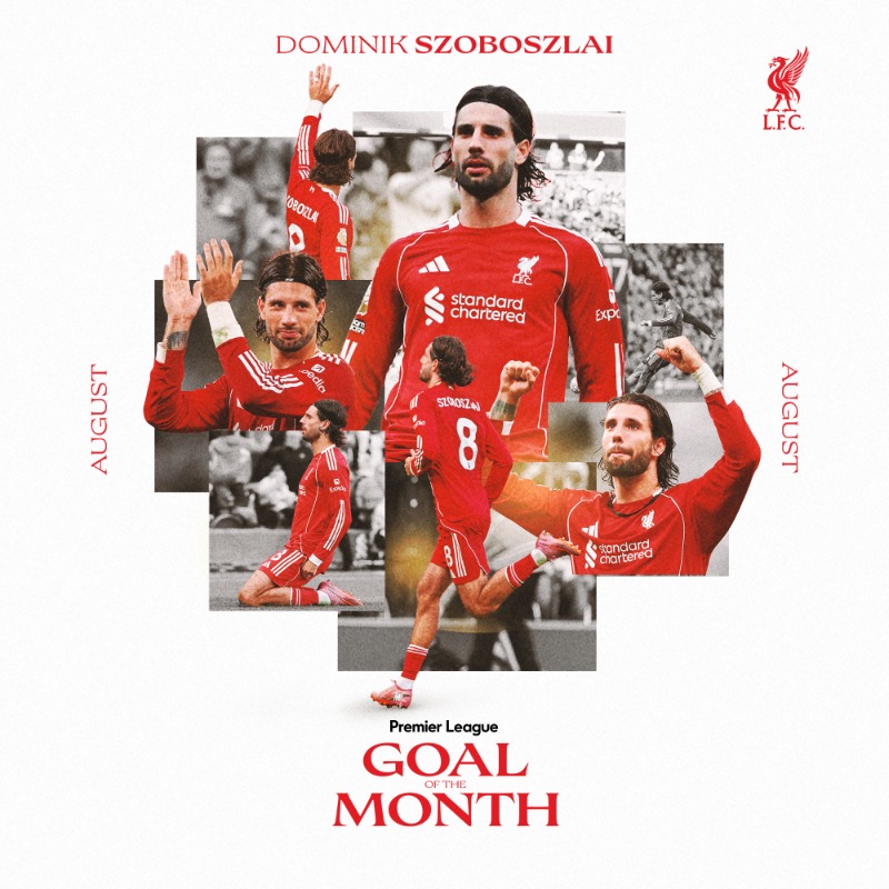 官方：索博斯洛伊战阿森纳任意球当选英超8月最佳进球